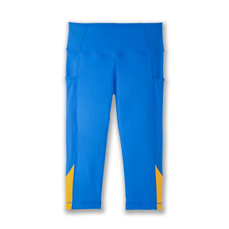 Brooks Womens Method 1/2 Crop Running Leggings - Blue Bolt/Saffron/Yellow (105628-WCR)